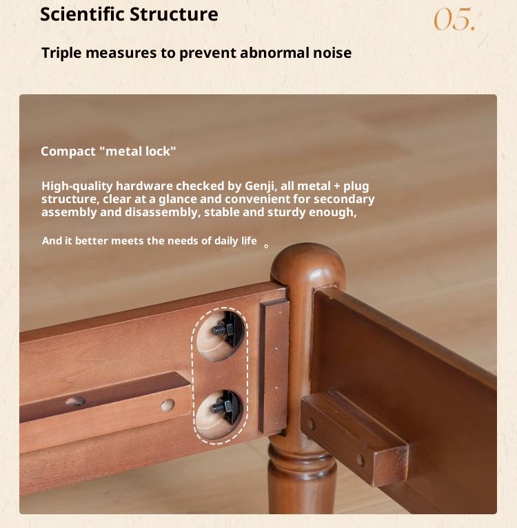 Poplar Solid Wood Windsor Bed, Retro Vintage Style