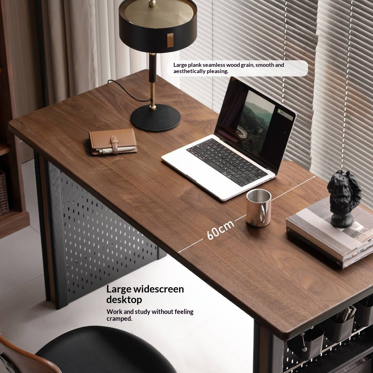 Black Walnut, Merbau Solid Wood Italian Light Luxury Computer Desk