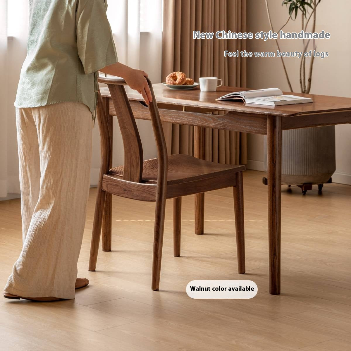 Set 4 pcs Oak Solid Wood New Chinese Style Dining Chair