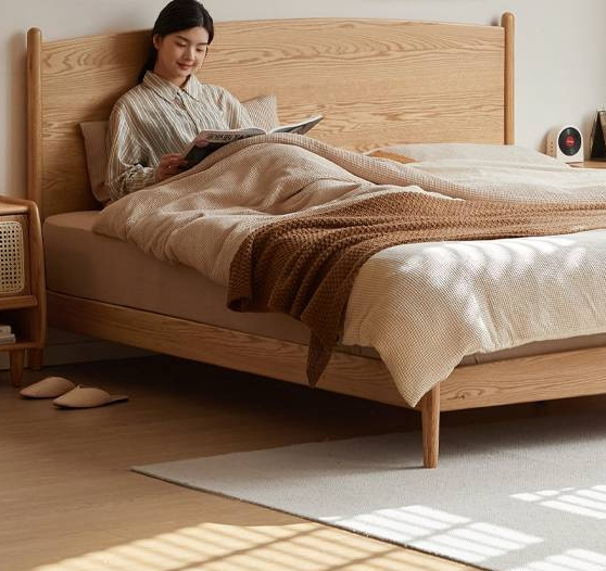 Oak Solid Wood Modern Simple Large Bed