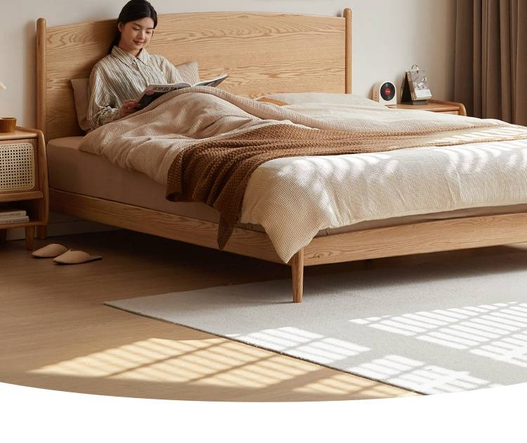 Oak Solid Wood Modern Simple Large Bed