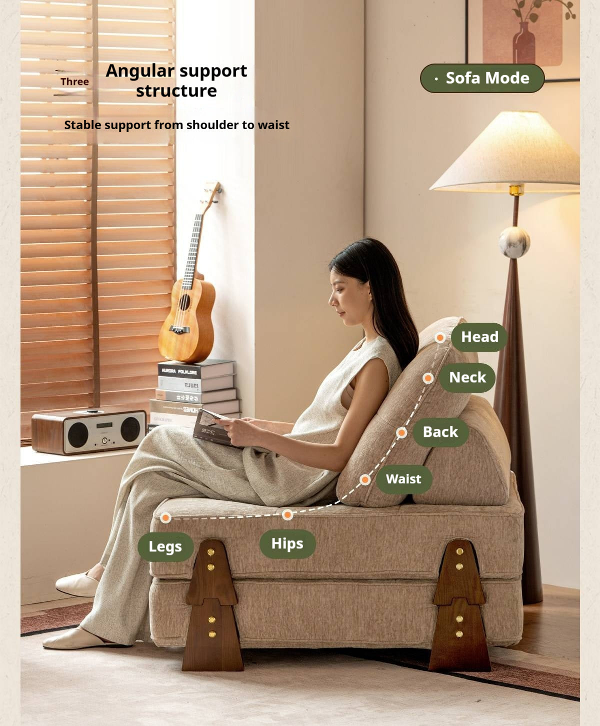 4-in-1 Convertible Ottoman Sofa Bed with Tufted Cushion