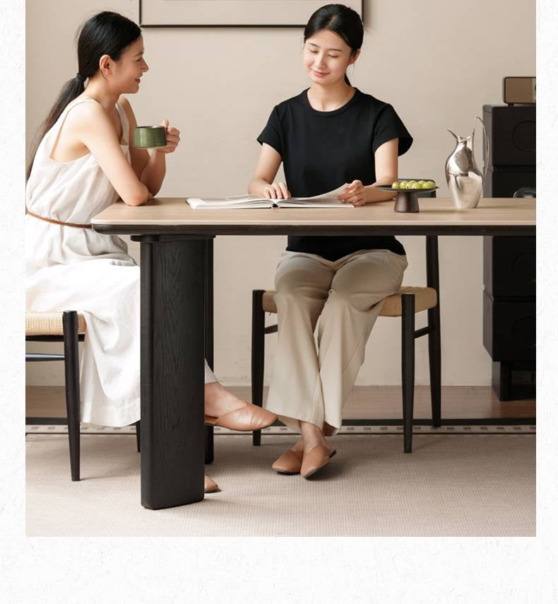 Oak Solid Wood Modern Cave Stone Rock Plate Dining Table