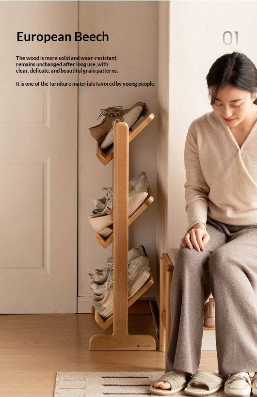Beech Solid Wood Multi Layer Ultra Thin Shoe Racks