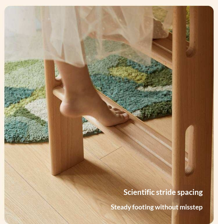 Beech Solid Wood Children's Loft Bed with Table Under Bed