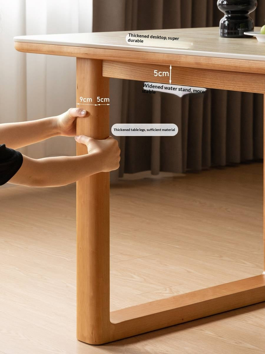 Cherry Solid Wood Retro Rock Board Dining Table