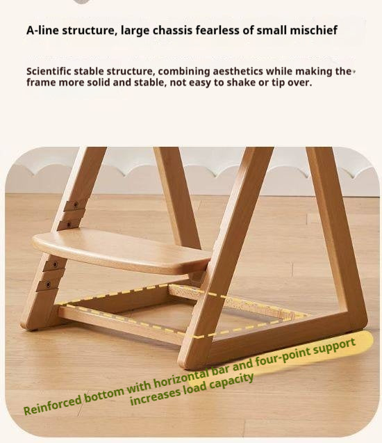 Beech Solid Wood Kid's Adjustable Elevating Chair
