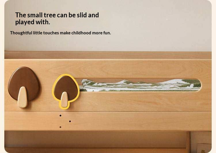 Beech Solid Wood Children's Loft Bed with Table Under Bed