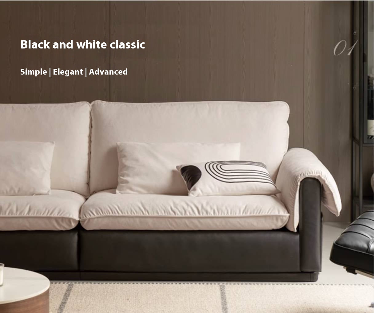 Chenille & Eco-Cloud Leather Sofa
