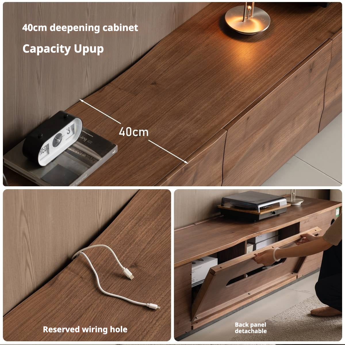 Black Walnut, Sandalwood Italian Light Luxury Style TV Stand