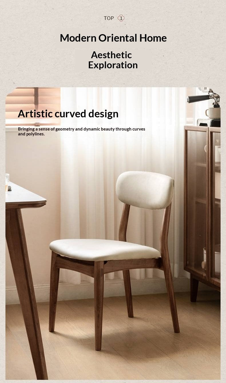 Set 4pcs Black Walnut Solid Wood Home Soft Back Dining Chair