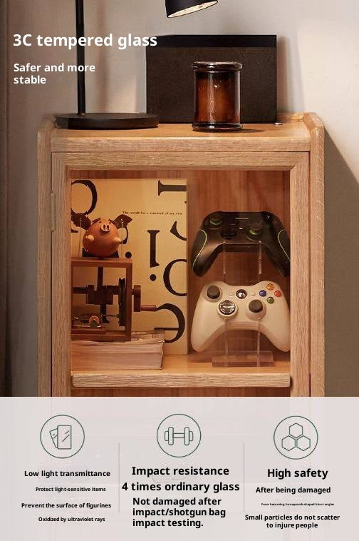 Oak Solid Wood Modern Side Cabinet.