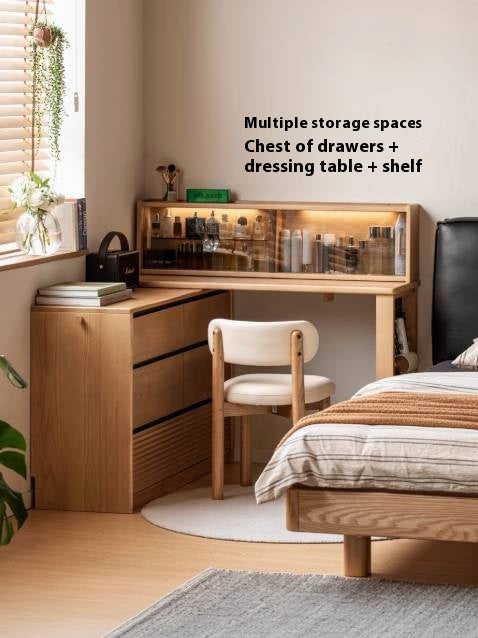 Ash Solid Wood Modern Multi-function Vanity Table.