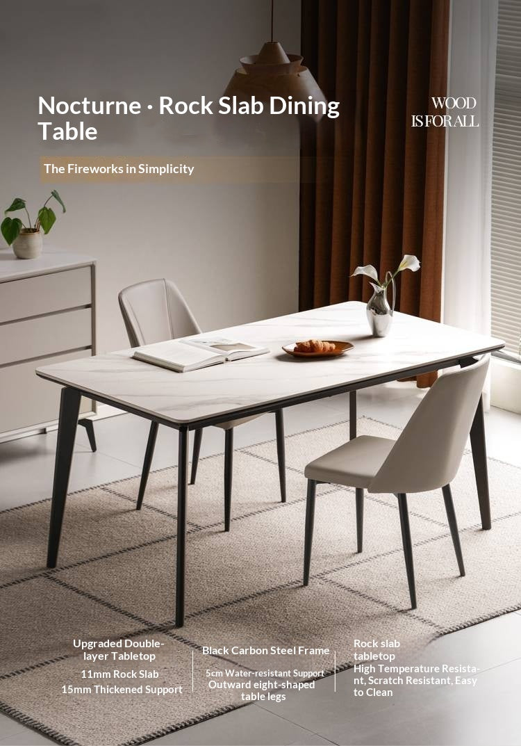 Solid Rubberwood Modern Minimalist Rock Board Dining Table