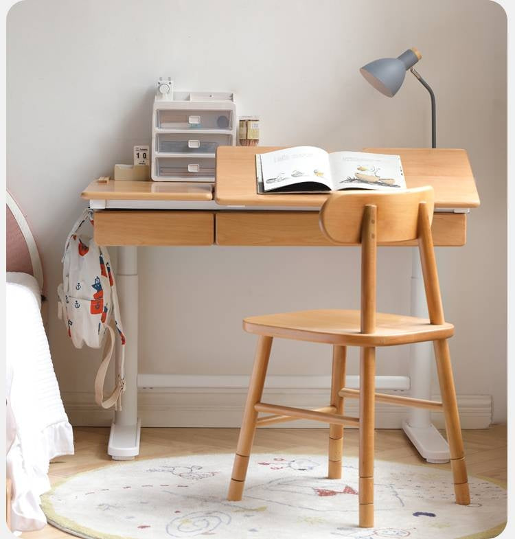 Beech Solid Wood Modern Hand Cranked Children s Writing Desk