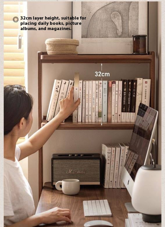 Black Walnut, Ash Solid Wood Desk Bookshelf Integrated