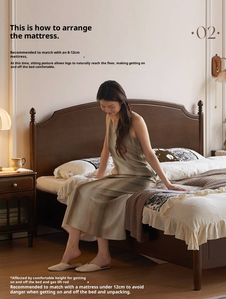 Poplar Solid Wood Box Bed, French Retro Style