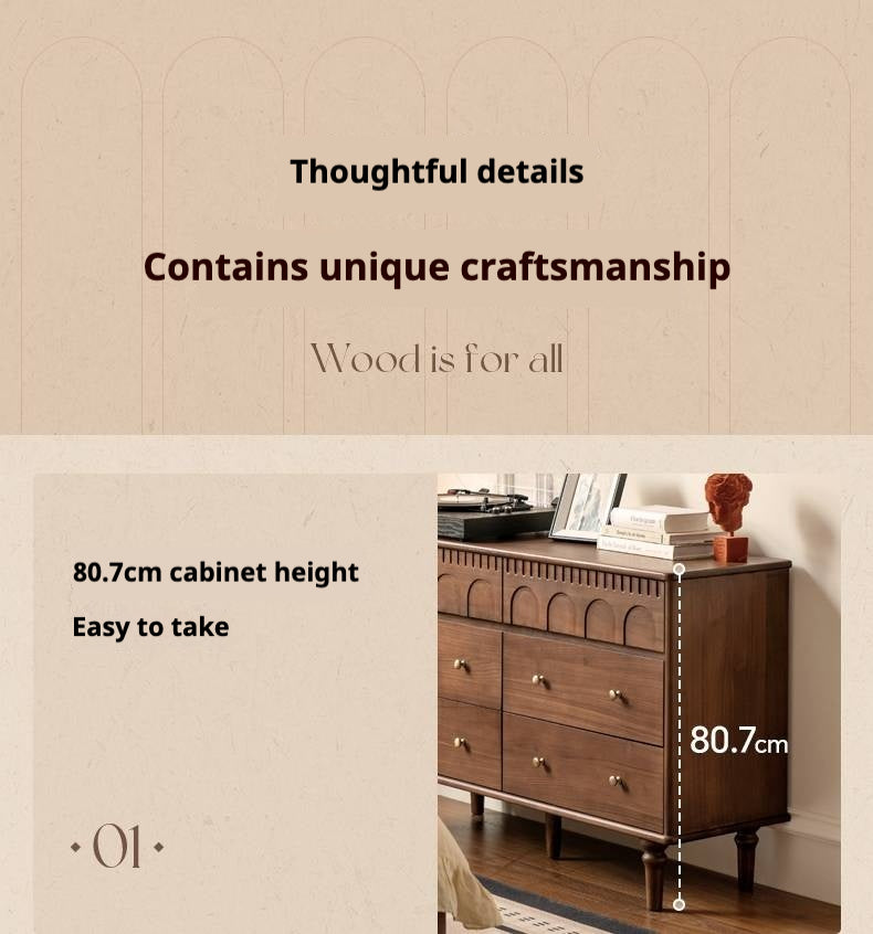 Black Walnut, Solid Rubberwood Chest of Drawers.