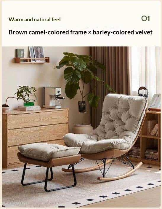 Solid Wood Modern Eggshell Rocking Chair beech legs