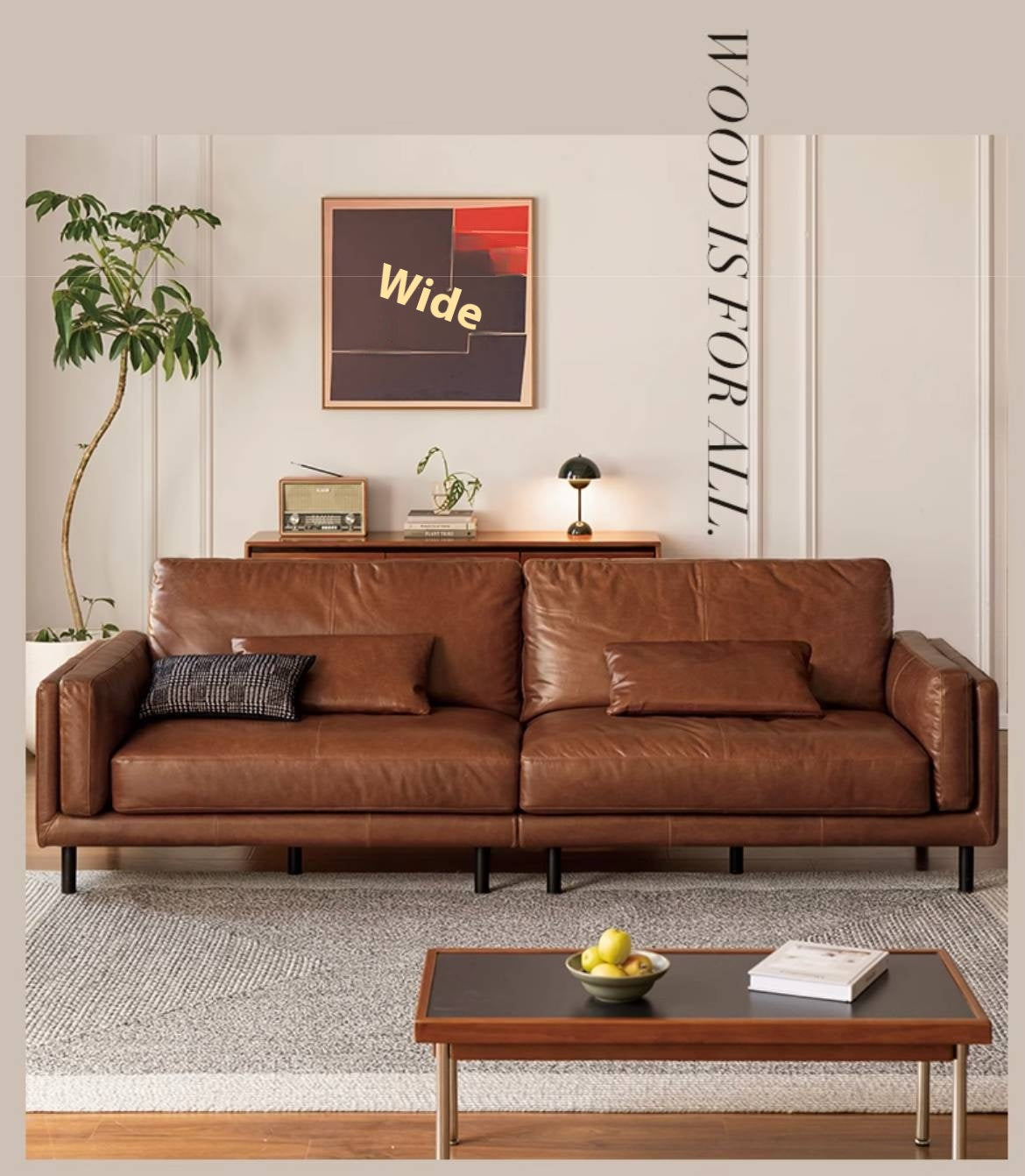 Italian Medieval Style Genuine Leather Oil-Wax Sofa