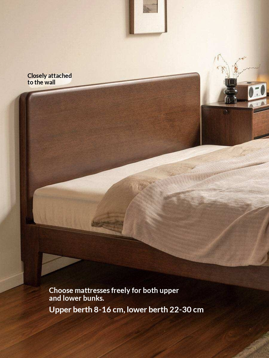 Golden Rosewood Solid Wood Platform Bed with Panel Headboard