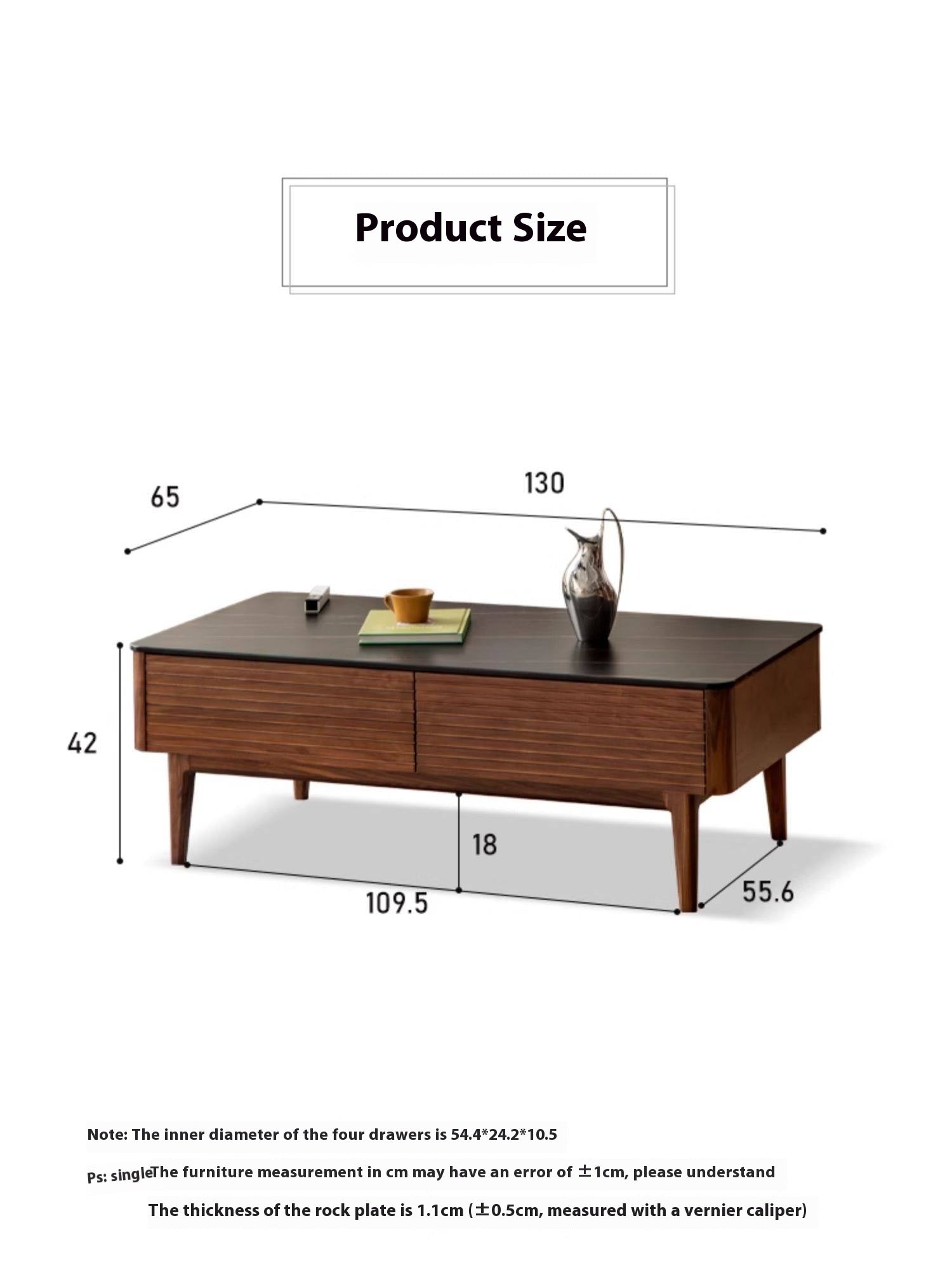 Sandalwood, Black Walnut Solid Wood Rock Plate Coffee Table