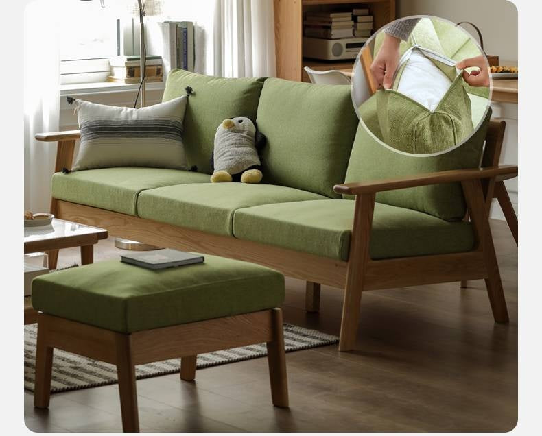 Ash, Oak, Black Walnut Solid Wood Fabric Footstool-