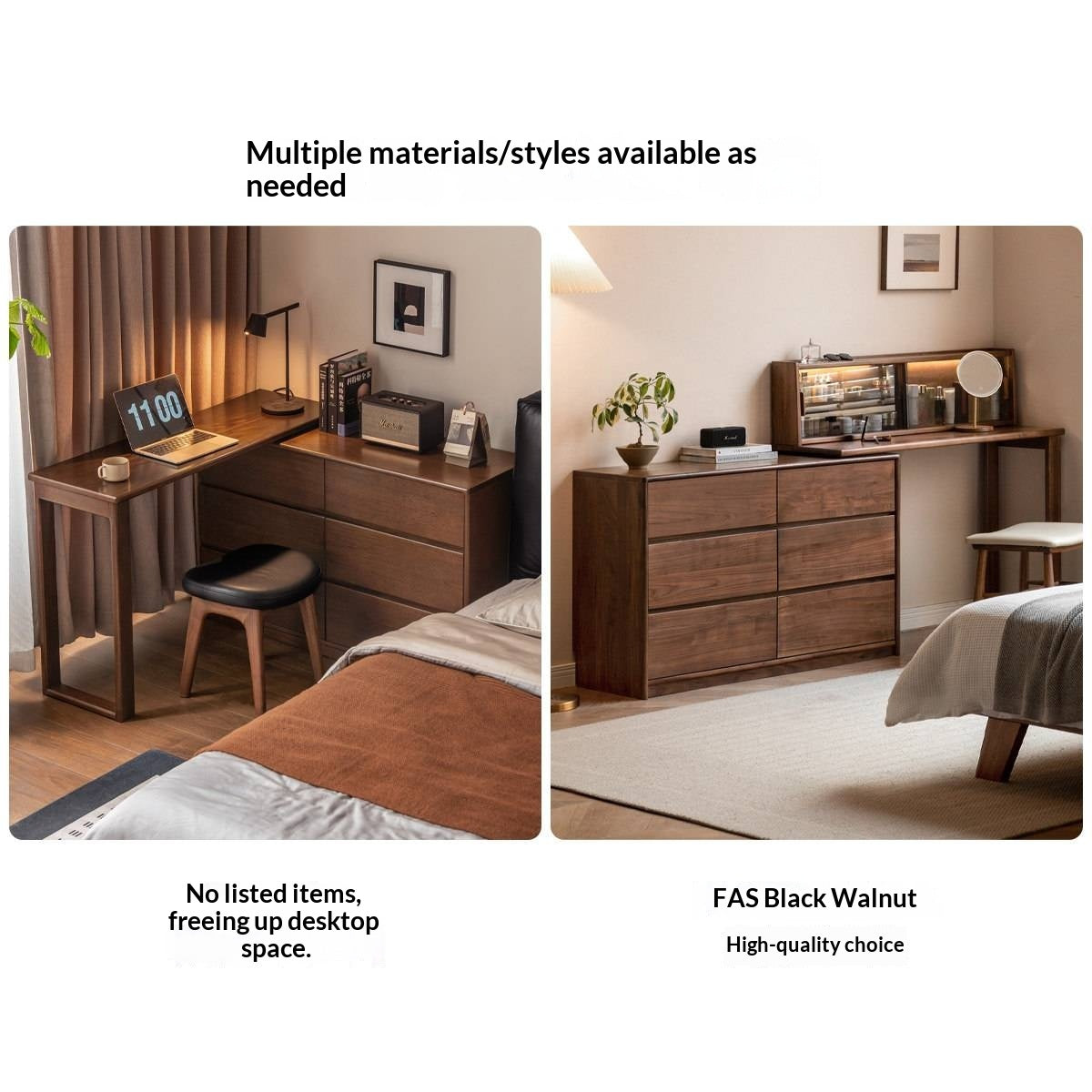 Solid Longan Hardwood Modern Minimalist Vanity Table