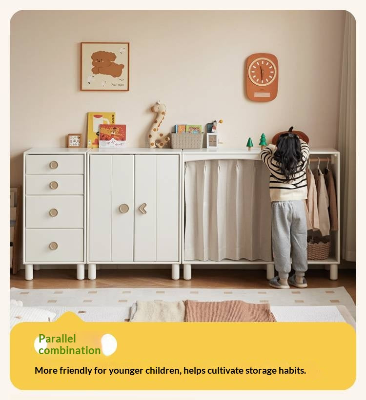 Solid Rubberwood Children's Wardrobe Combination