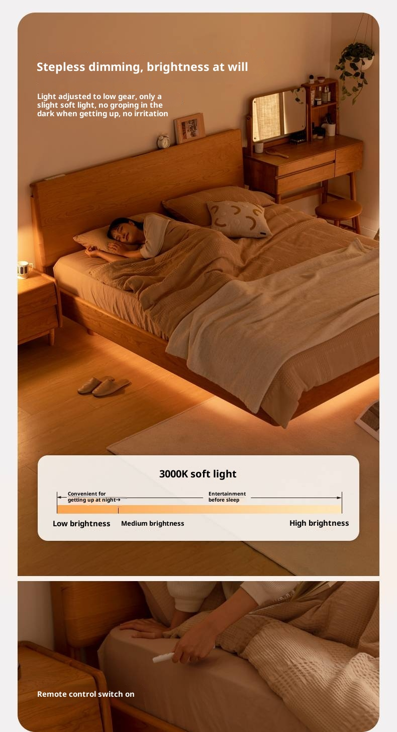 Cherry Solid Wood Bed Modern Style