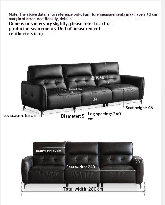 Genuine Leather Sofa, Italian Style High-Back