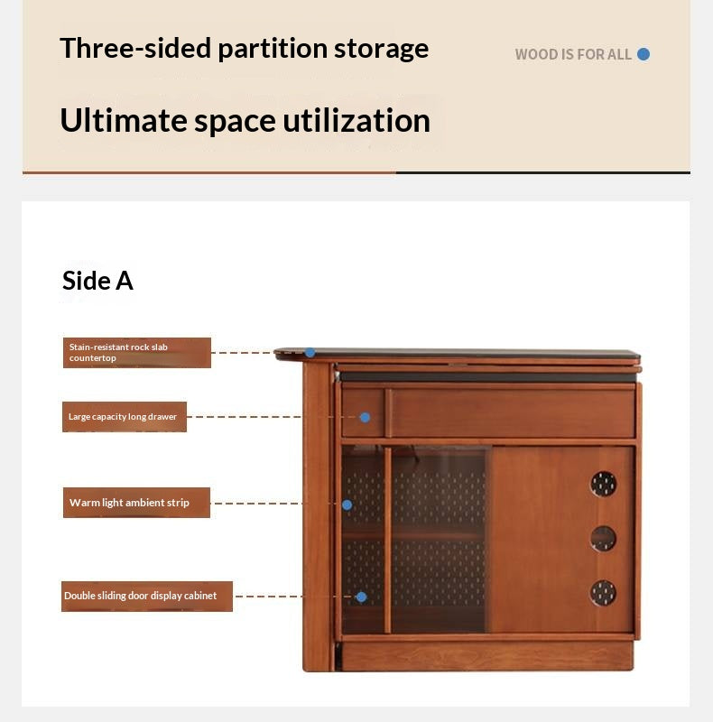 Tulipwood Solid Wood Vintage Style Stone Slab Bar Table