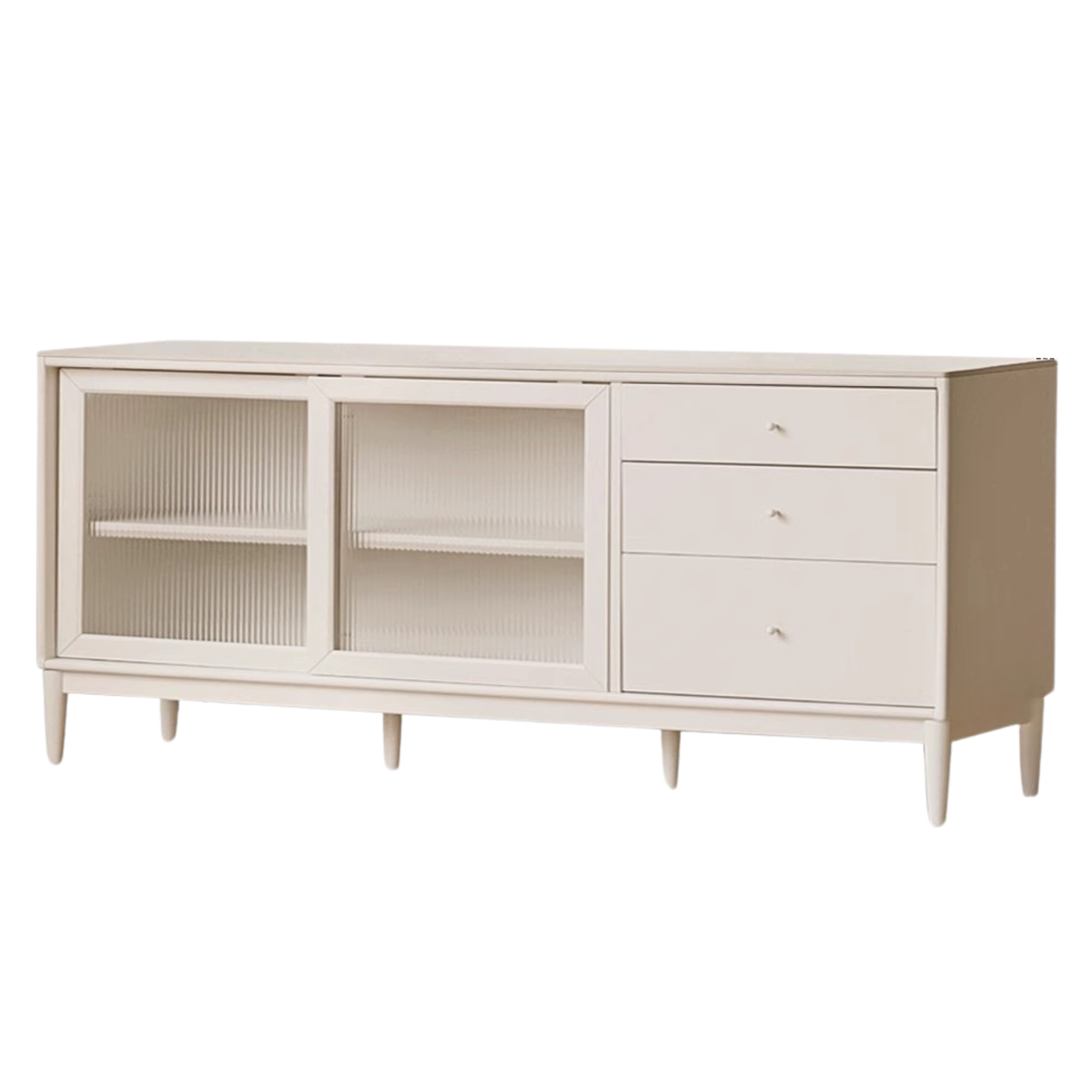 Solid RubberWood Dining Sideboard Cream Style Against The Wall Integrated