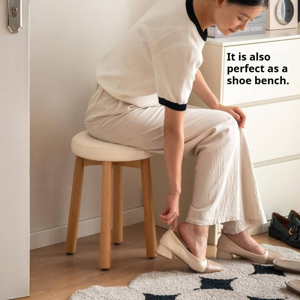 Solid Rubberwood Modern Soft Makeup Stool