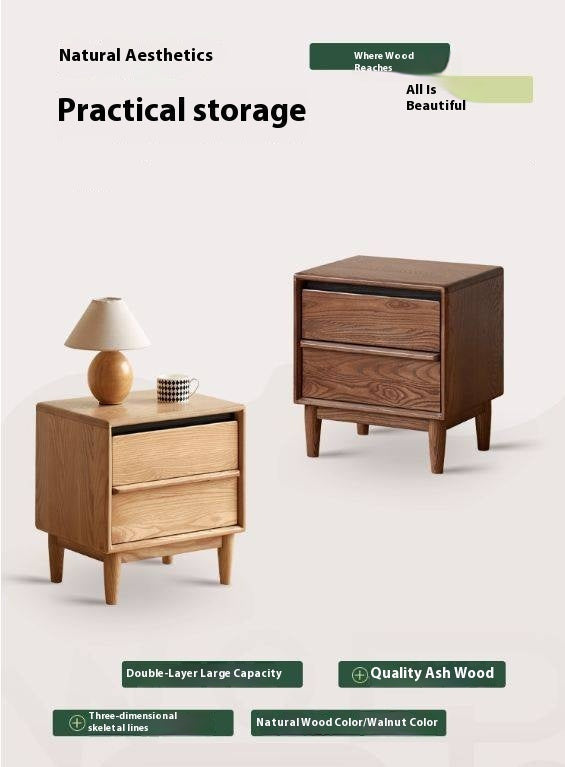 Ash Solid Wood Log Style Nightstand