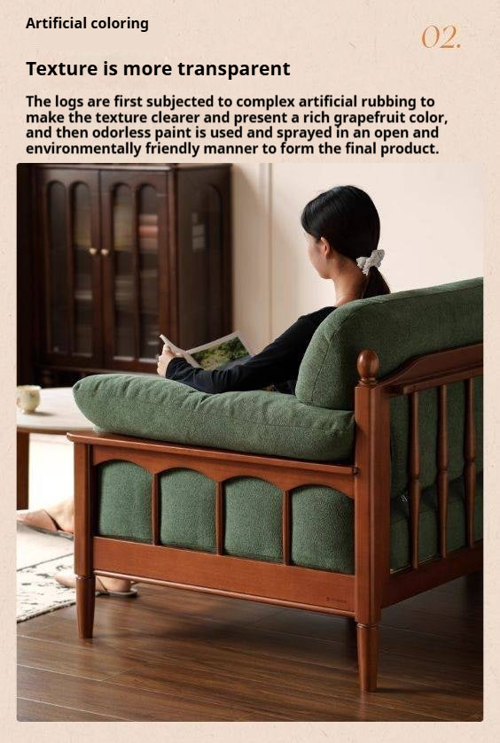 Poplar Solid Wood Sofa French Retro