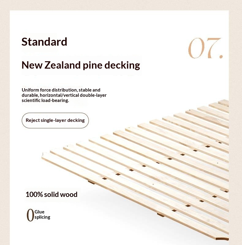 Rubberwood Solid Wood Upholstered Bed Retro Style White Bed