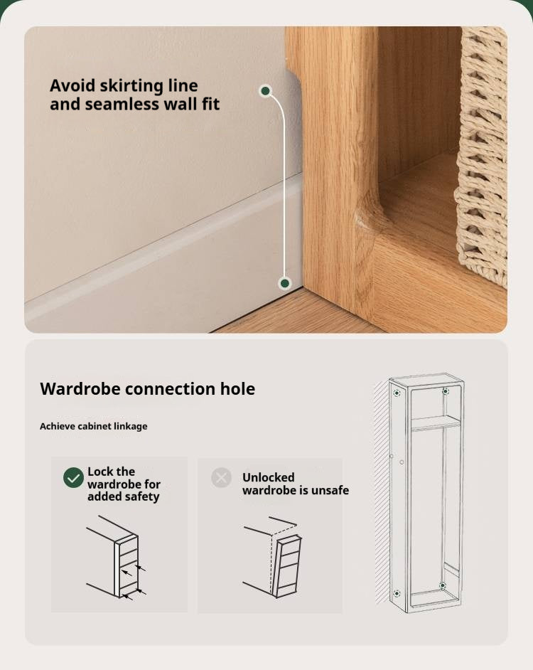 Oak Solid Wood Modern Corner Wardrobe
