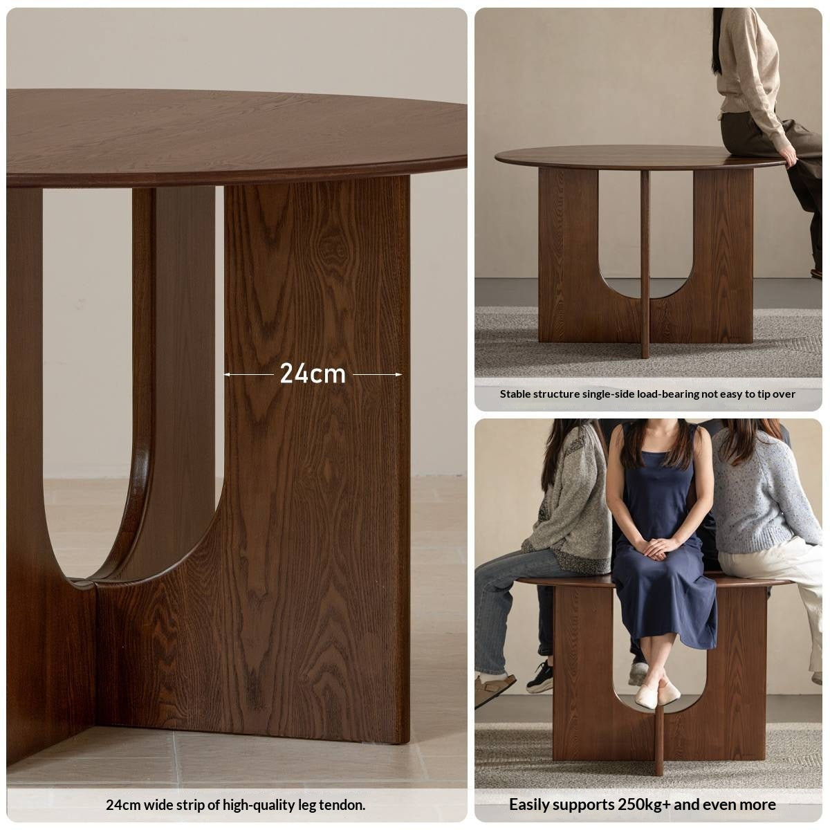 Ash Solid Wood Round Dining Table