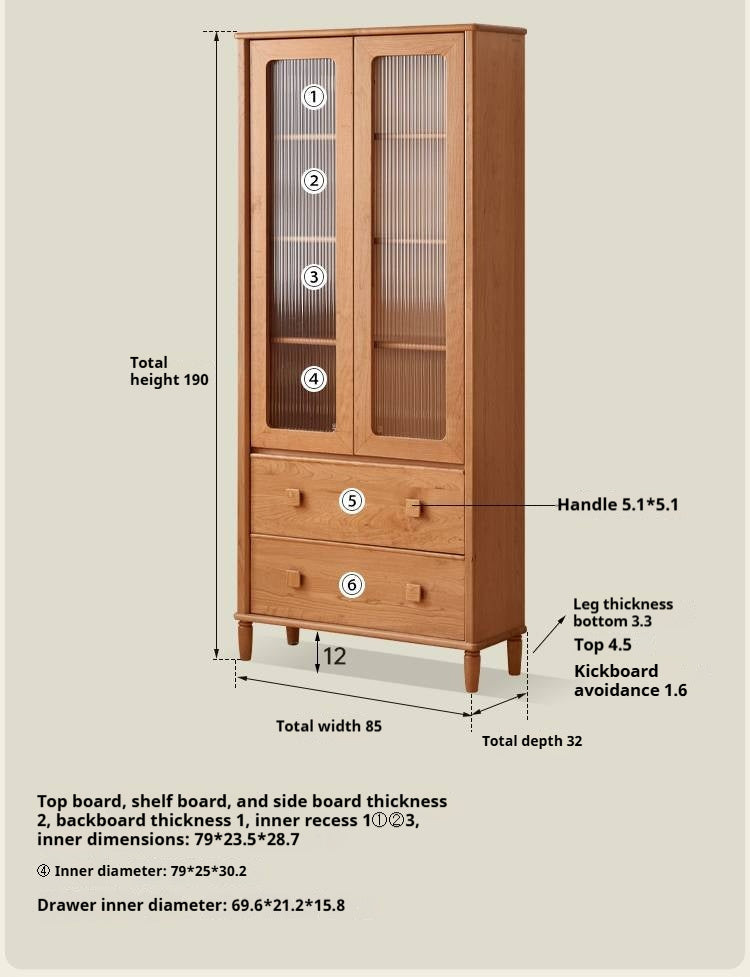 Cherry Solid Wood Middle Ancient Style Bookcase