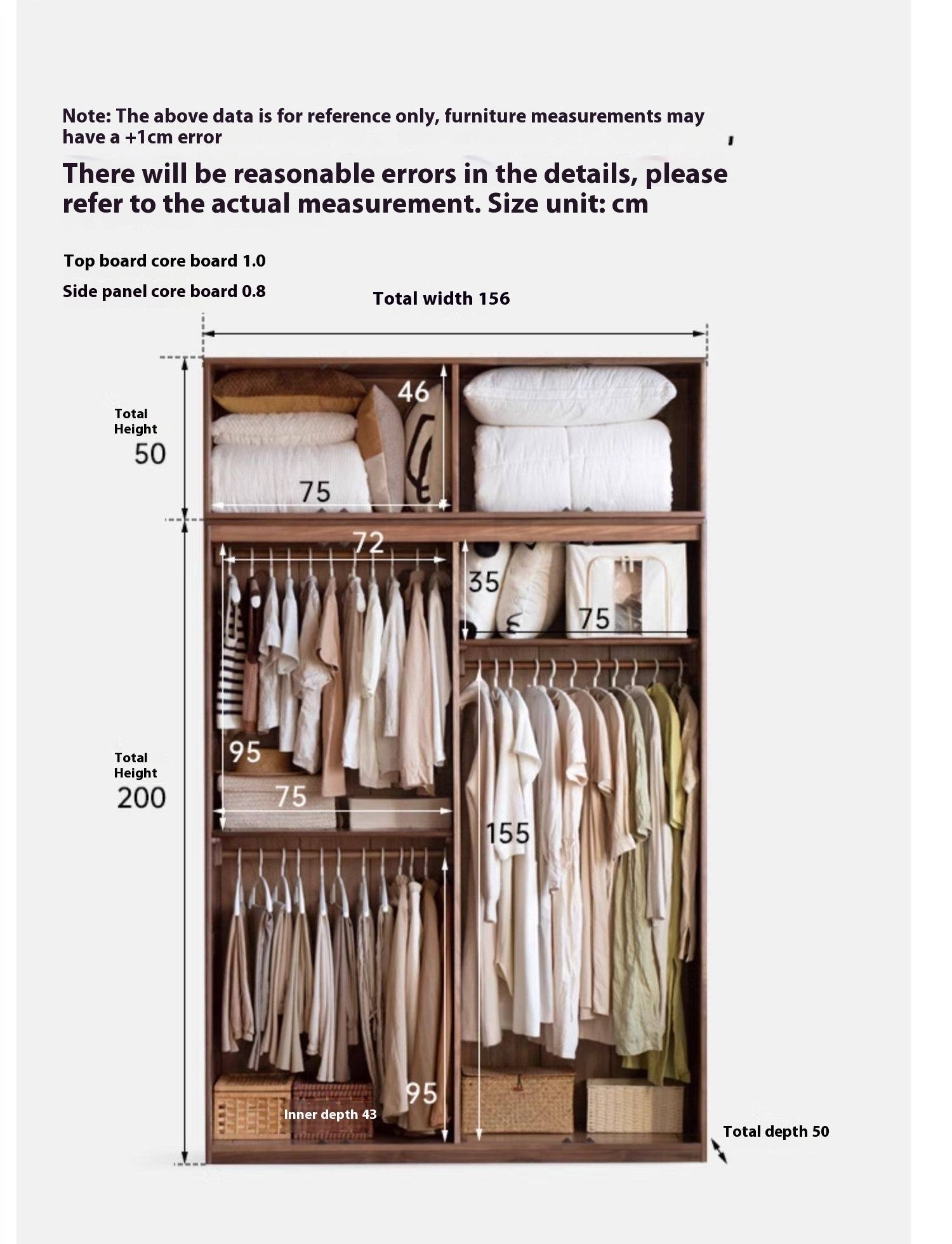 Black Walnut Solid Wood Wardrobe.