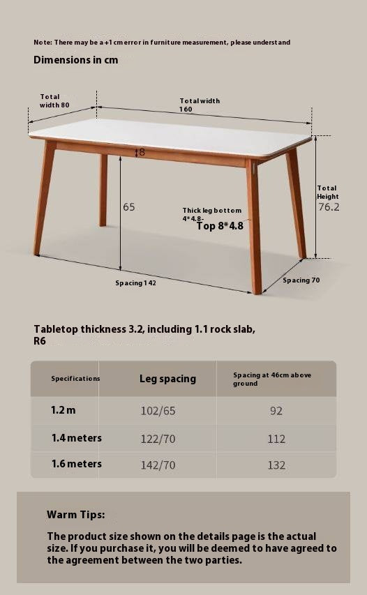 Tulipwood Solid Wood Rock Plate Dining Table