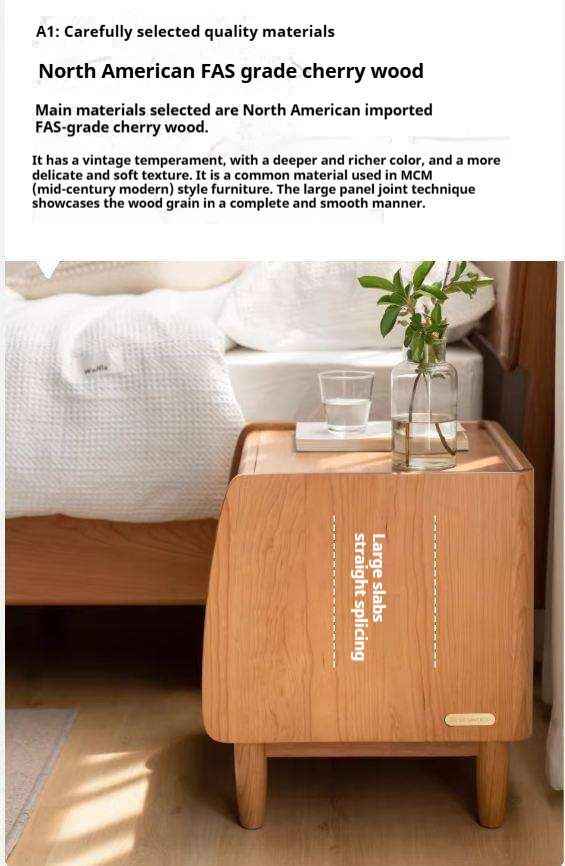 Cherry Wood Waves Nightstand.
