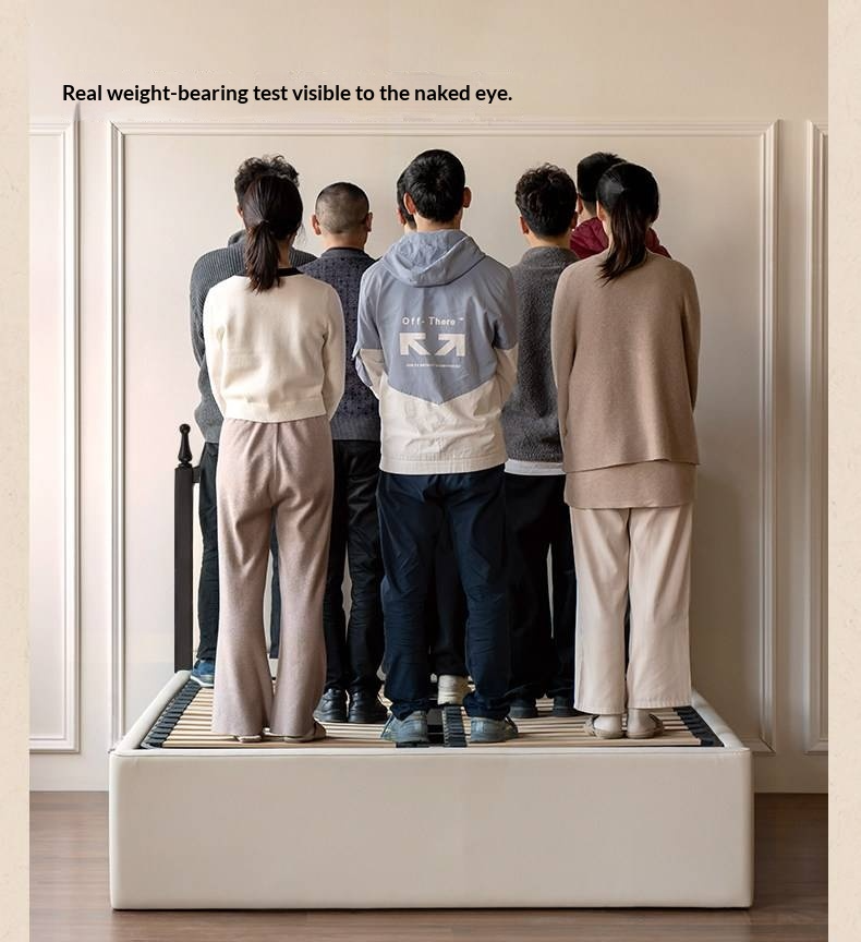 Eco-Friendly Cloud Leather Box Bed — French Retro Style with Wave Ripple Design