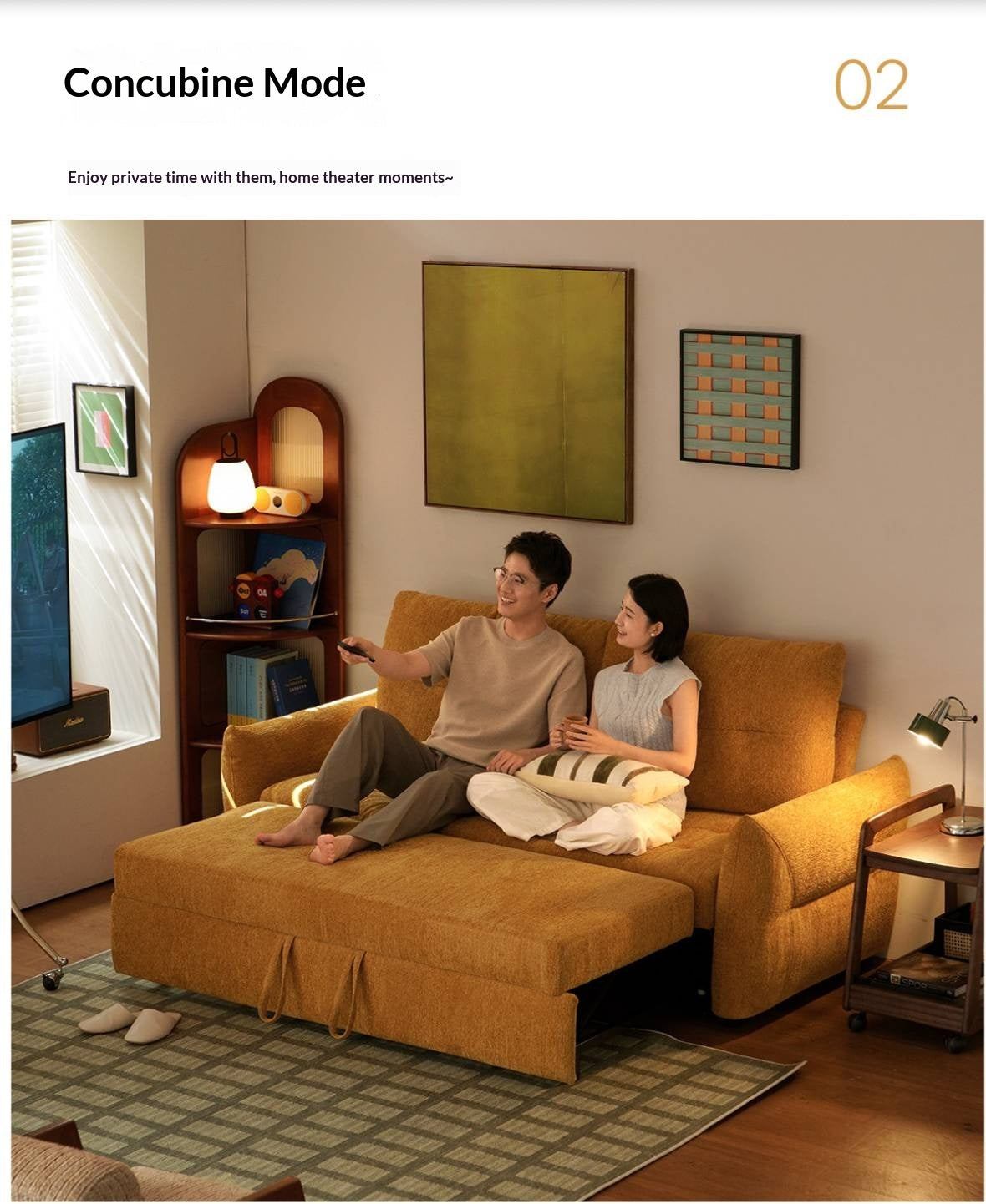 Chenille Sleeper Sofa with Pull-Out Bed Extension