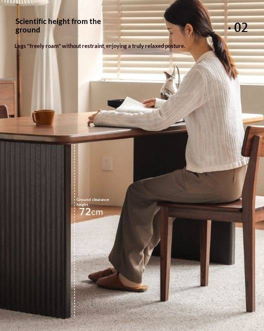 Black Walnut Solid Wood Light Luxury Style Dining Table