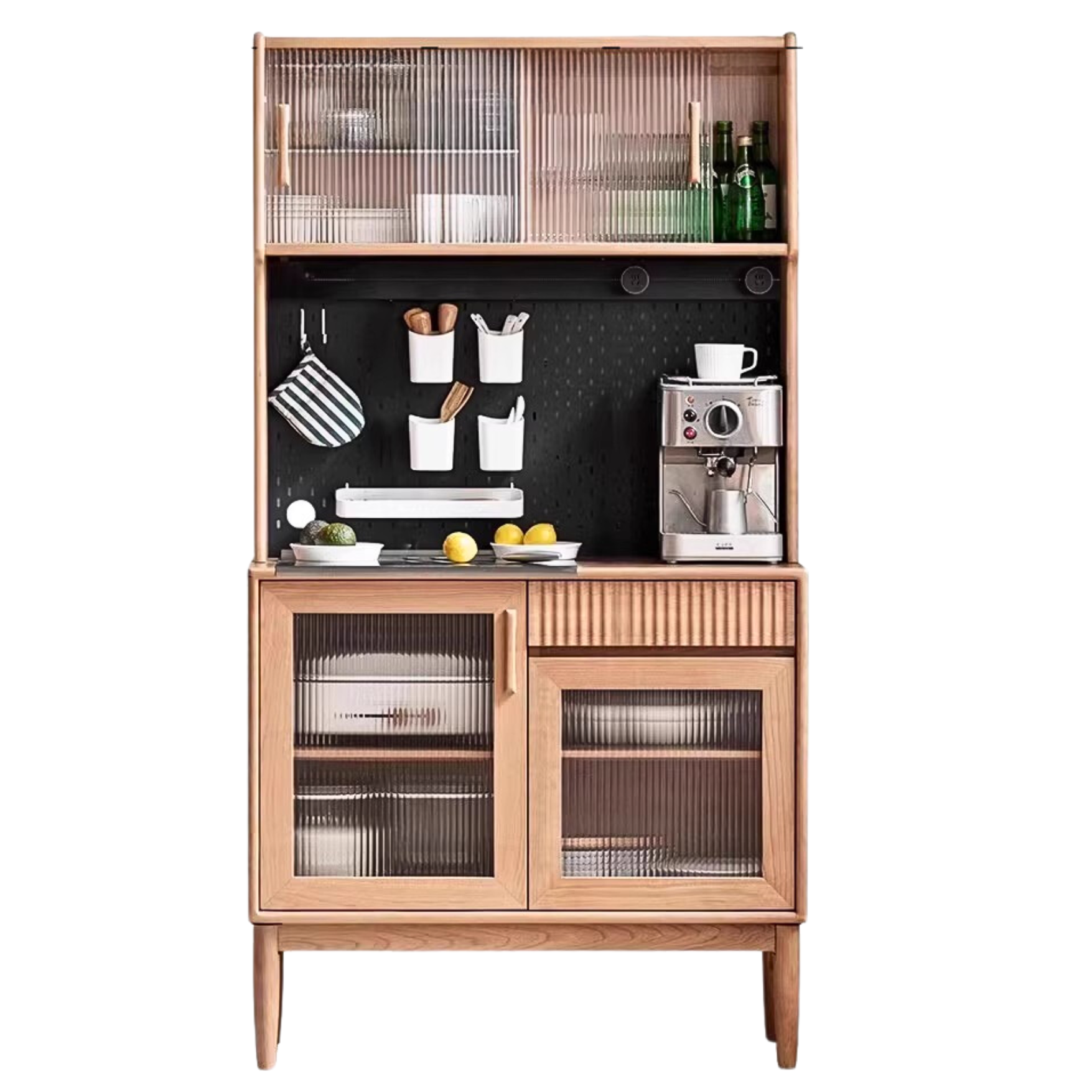 Cherry, Oak, Black Walnut Solid Wood Retro Dining Sideboard
