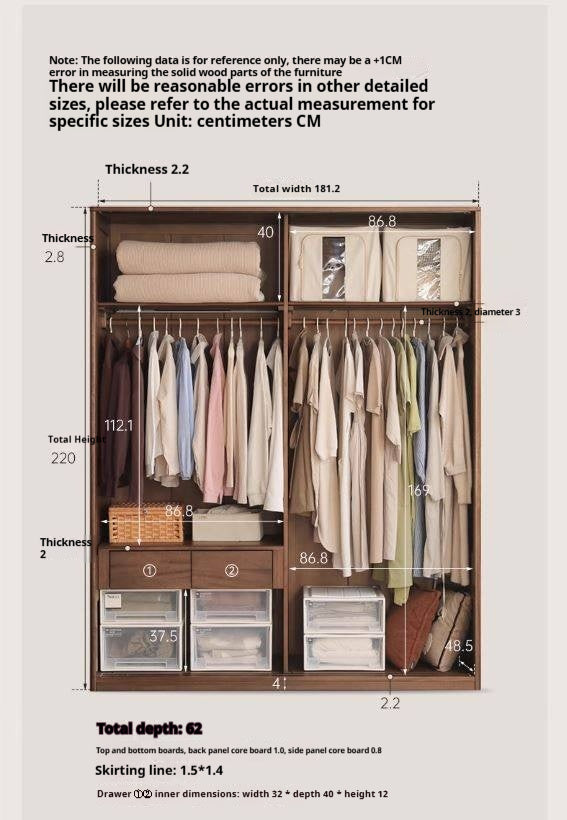 Sandalwood Solid Wood Modern Sliding Door Wardrobe.