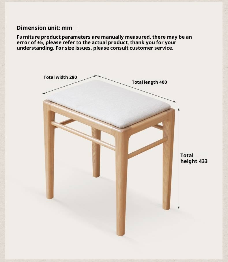 Ash Solid Wood Light Luxury Modern Makeup Stool