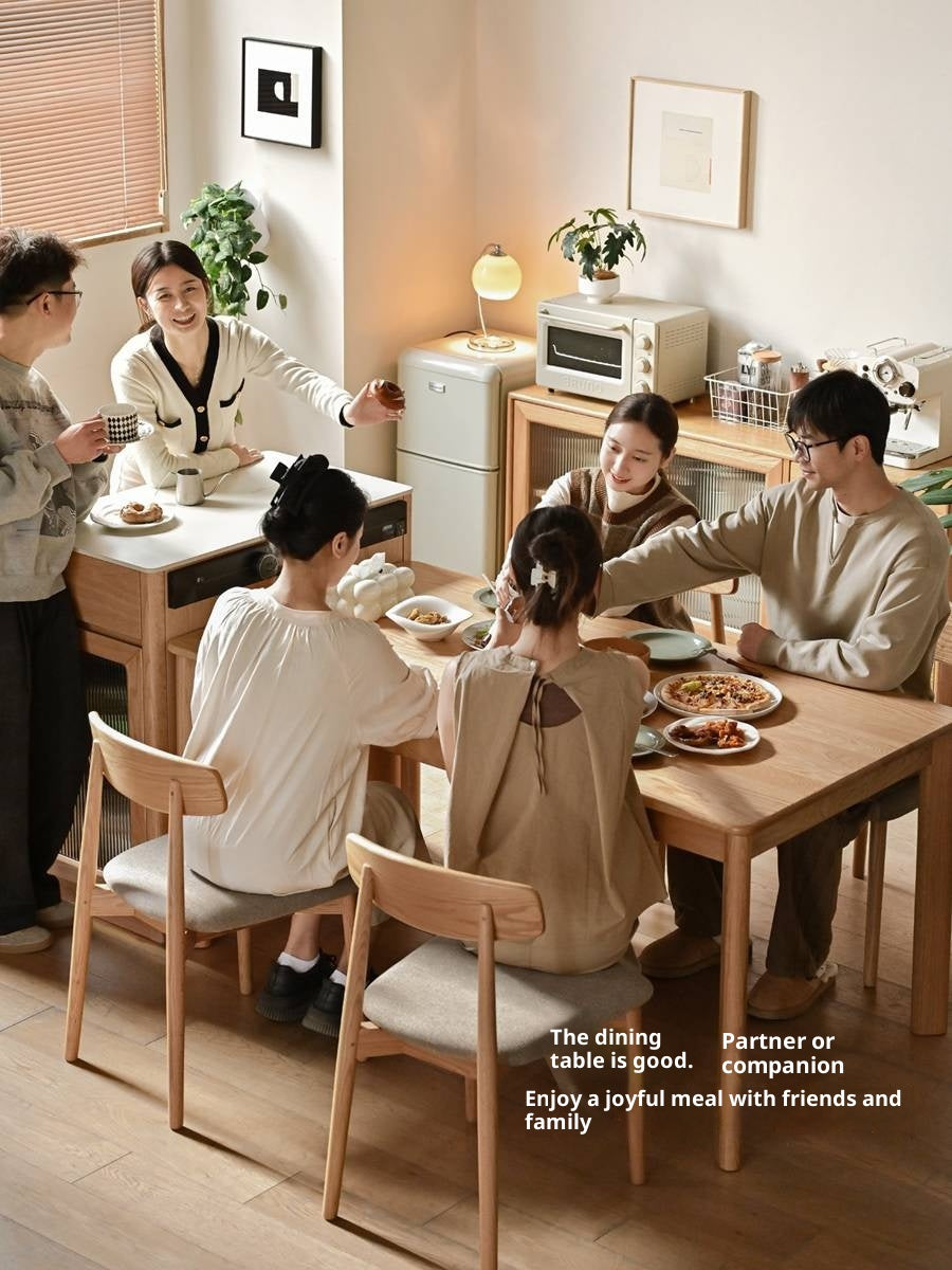 Oak, Beech Solid Wood Modern Rock Plate Island Table